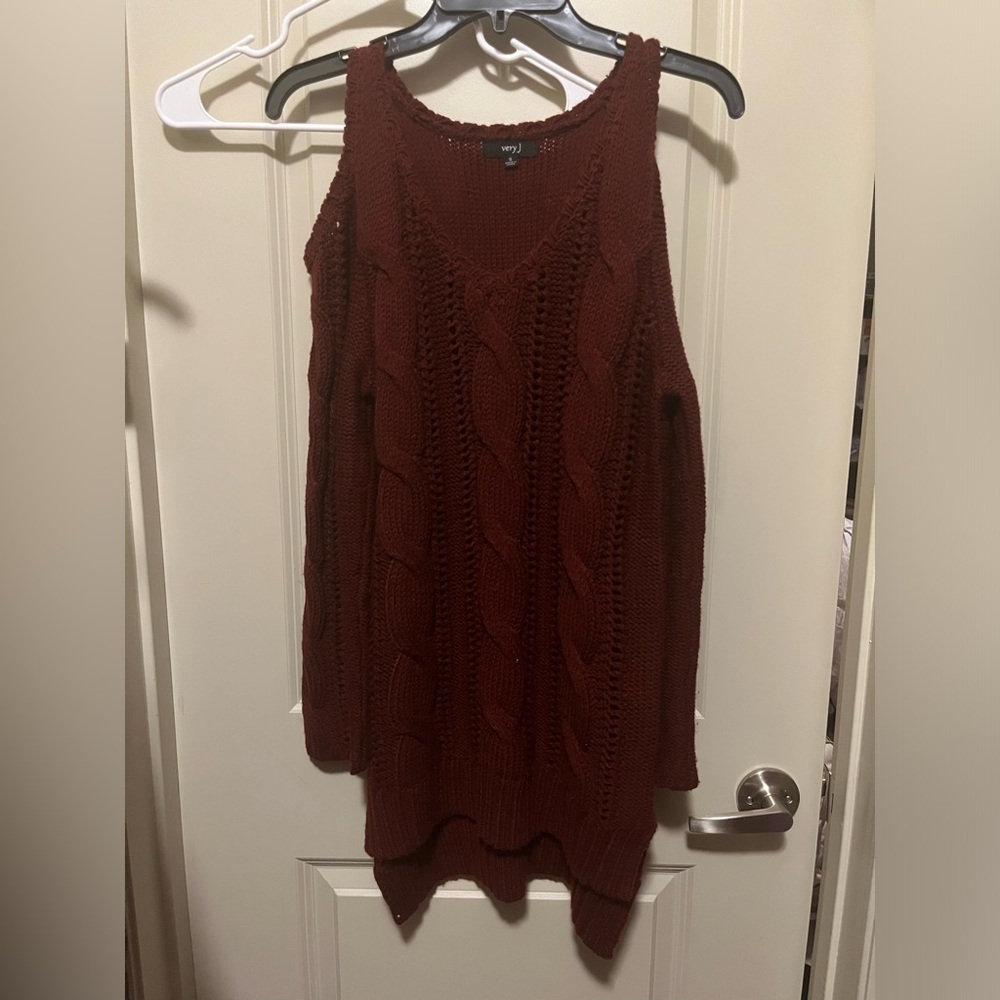 Very J burgundy long sleeve sweater dress: S